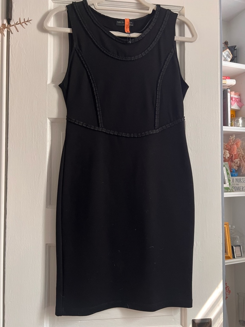 Zara Black Sleeveless Mini Dress with Trim Detailing